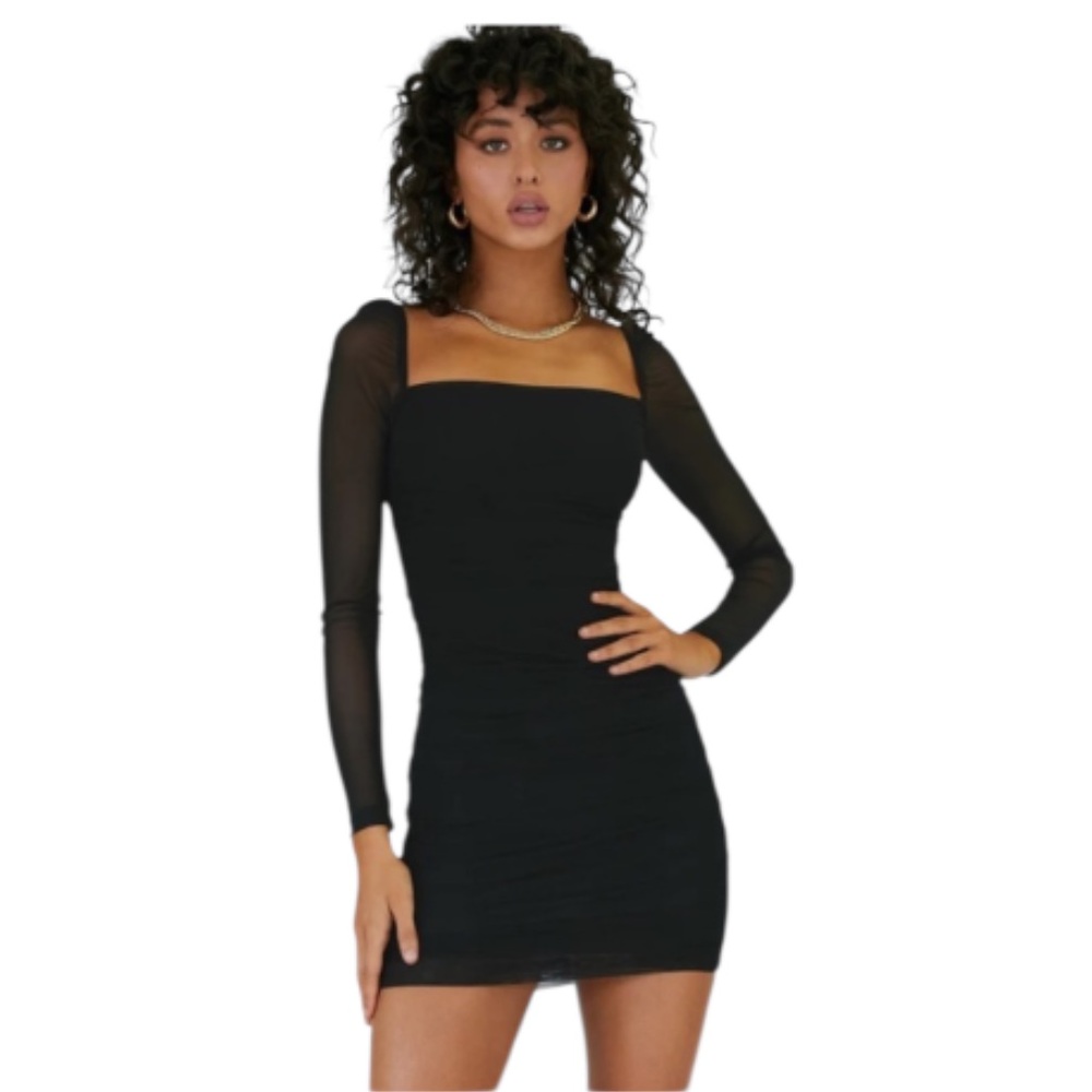 Princess Polly Black Chavri BodyCon Mini Dress Size 4